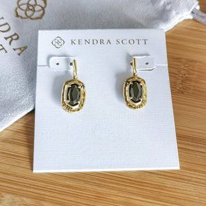 Black Pyrite Anna Drop Earrings in Vintage Gold